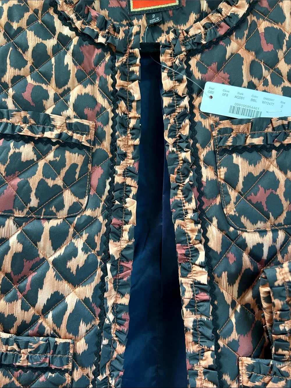 J.Crew Quilted Lady Jacket in Leopard Print NWT